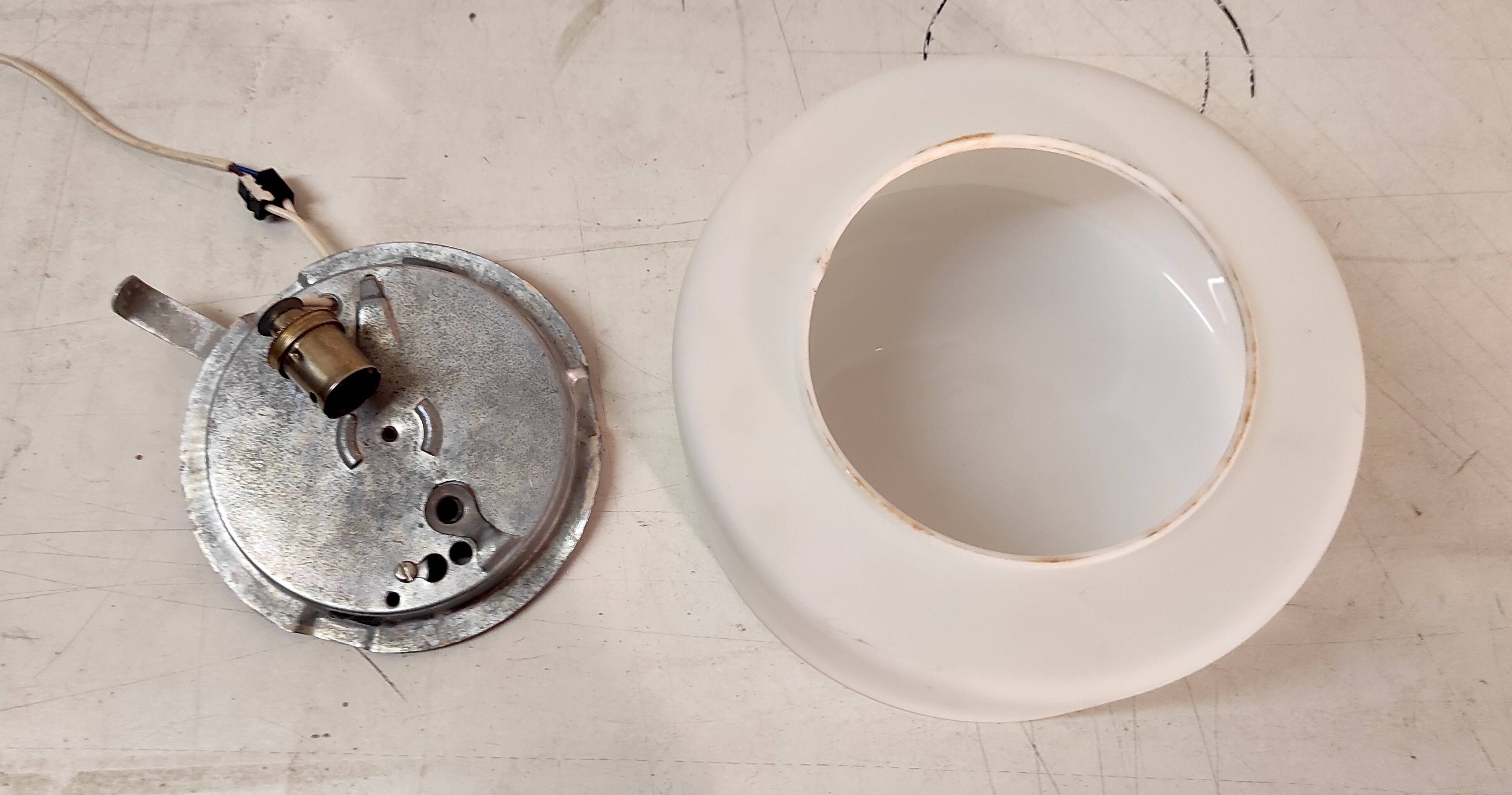 Bauhaus design ceiling light or wall lamp with opaline globe - mid 20th century.