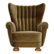 1960s, Danish highback relax armchair, green furniture velour.