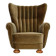 1960s, Danish highback relax armchair, green furniture velour.