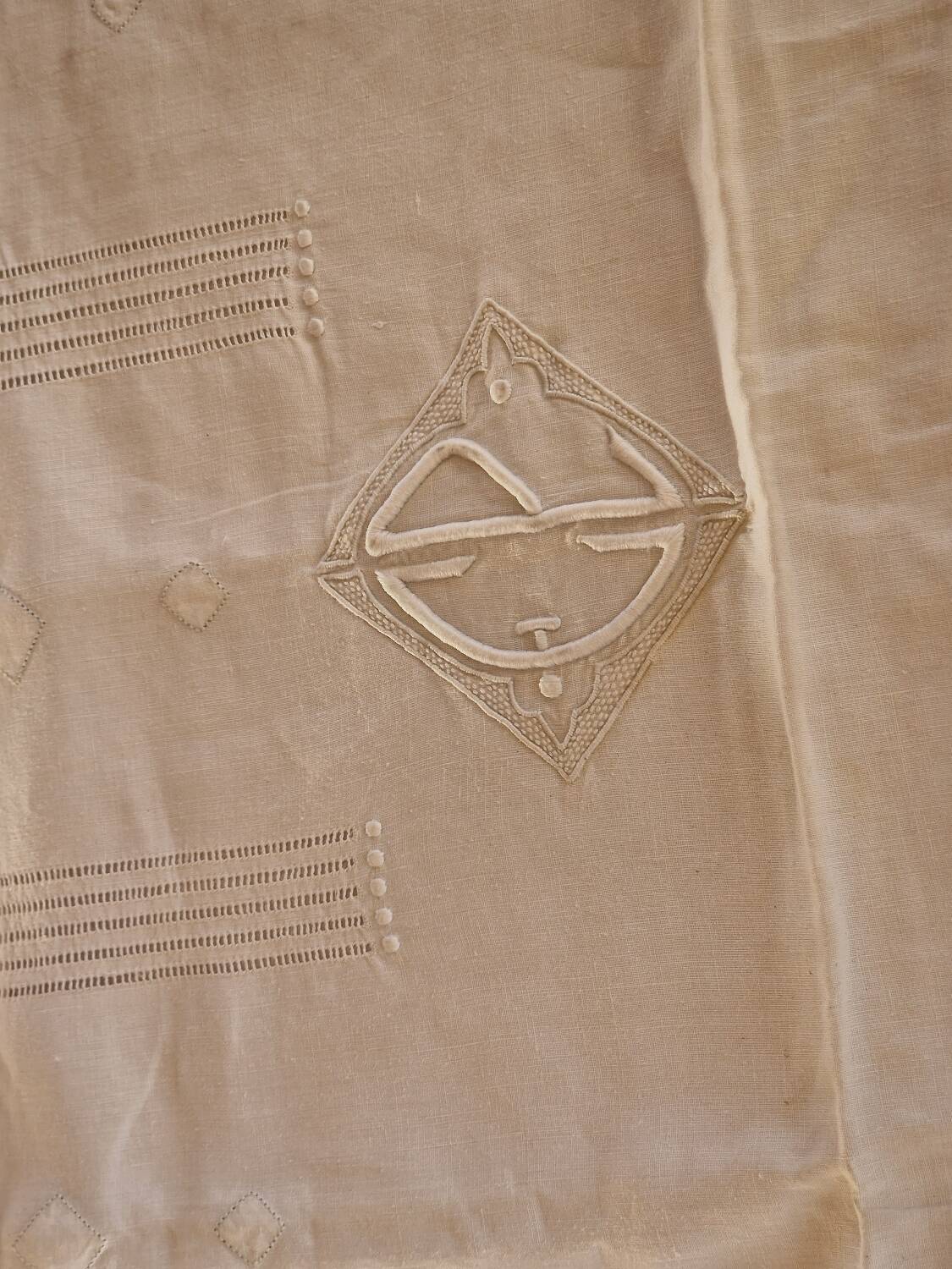 2 Art Nouveau monogrammed pillowcases