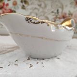 White porcelain saucière evor france frieze golden crosses