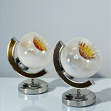 Pair of table lamps with large Murano globes from the 1970s.