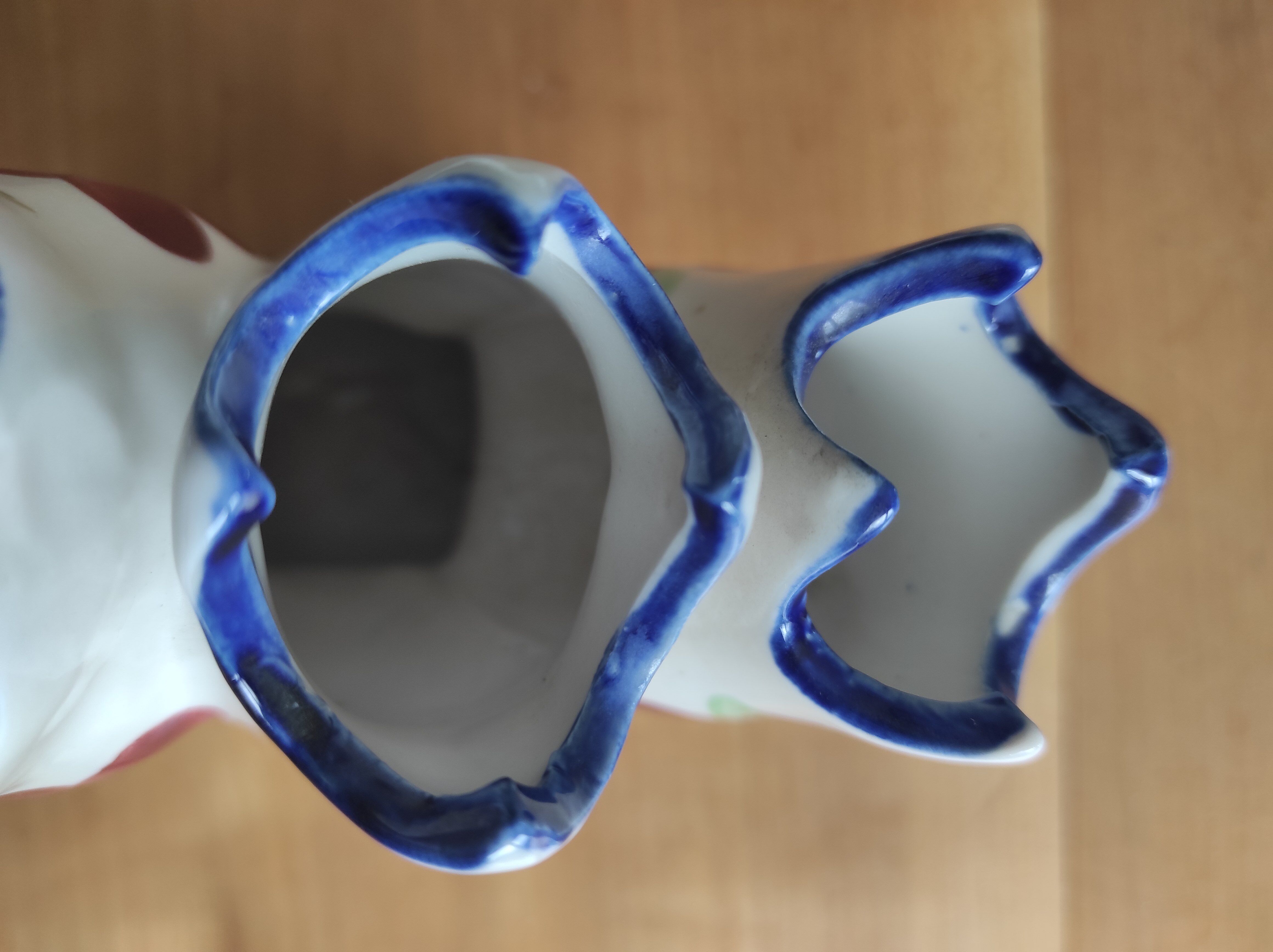 Tulip vase/bouquet holder in hand-painted earthenware