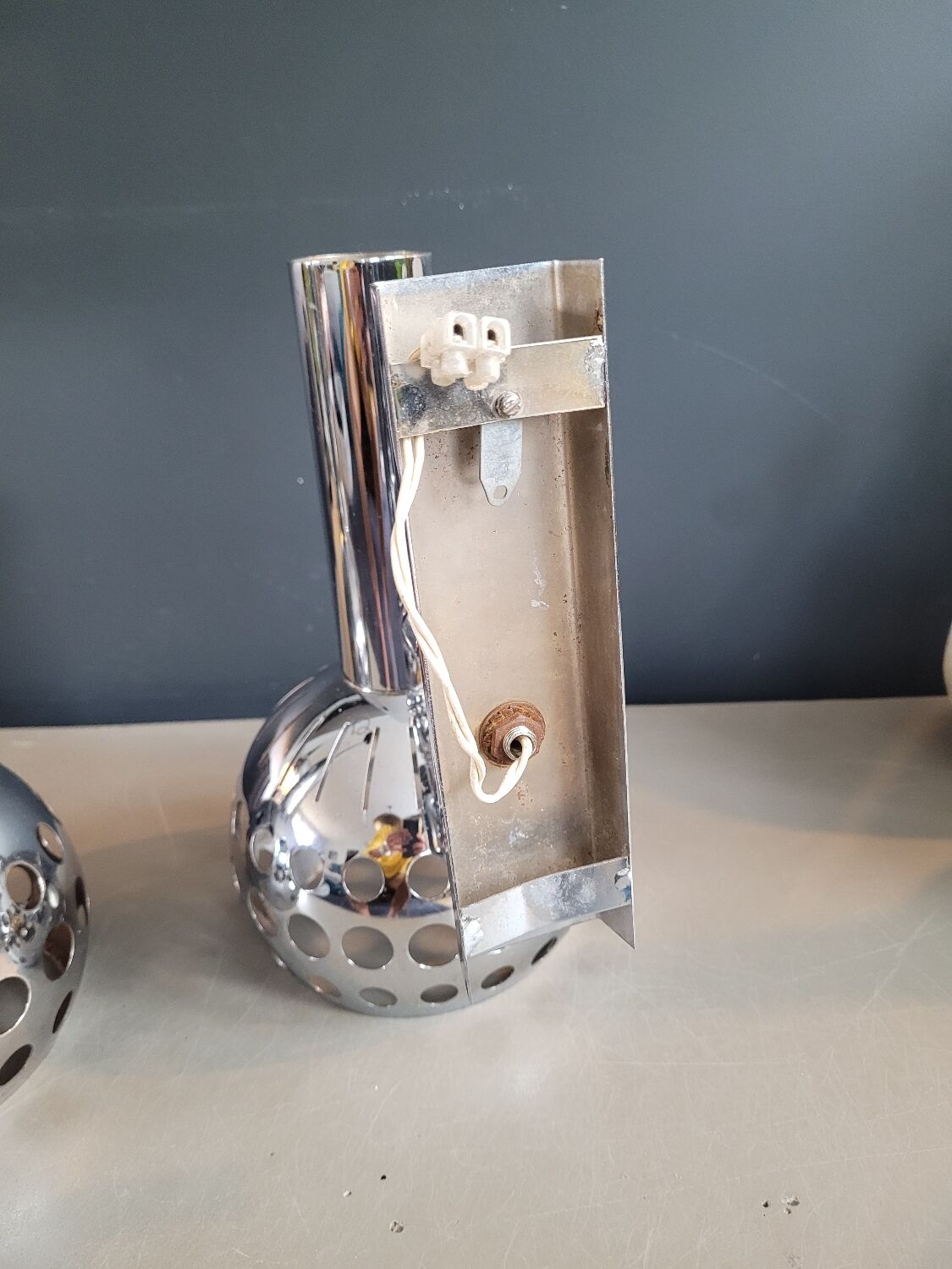 Vintage chrome wall and pendant light set