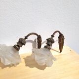 Pair of antique gilded wall lamps