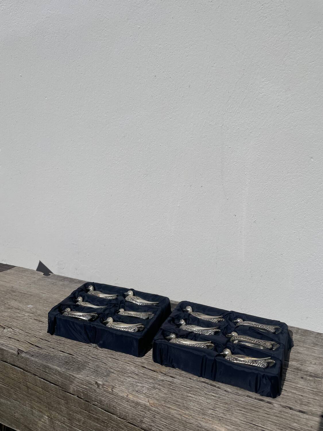 12 silver metal duck knife rests