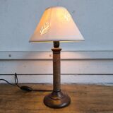 Table lamp in turned wood and rope