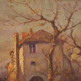 Italian landscape painting signed B. Ferrari from the 30s
