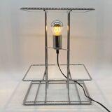 Large geometric chrome and plexiglass lamp, 1970s