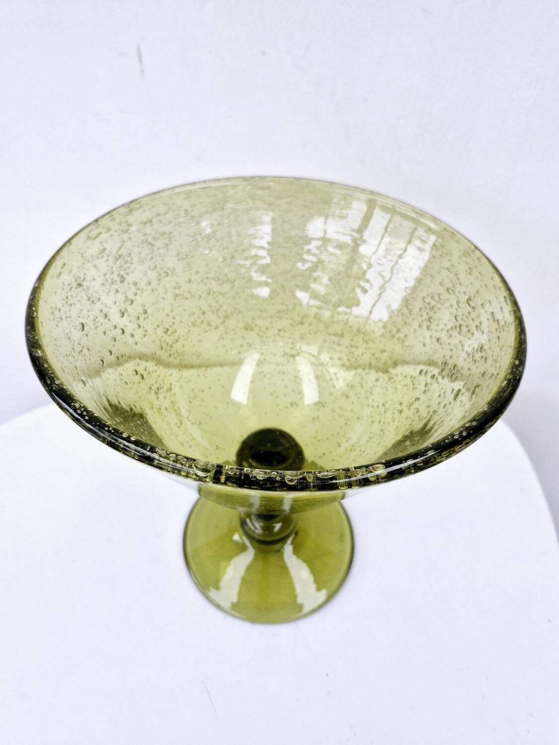Vintage fruit bowl blown glass biot glassware unique piece