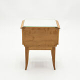 Paire de chevets en sycomore laiton miroir par Jean Pascaud 1940