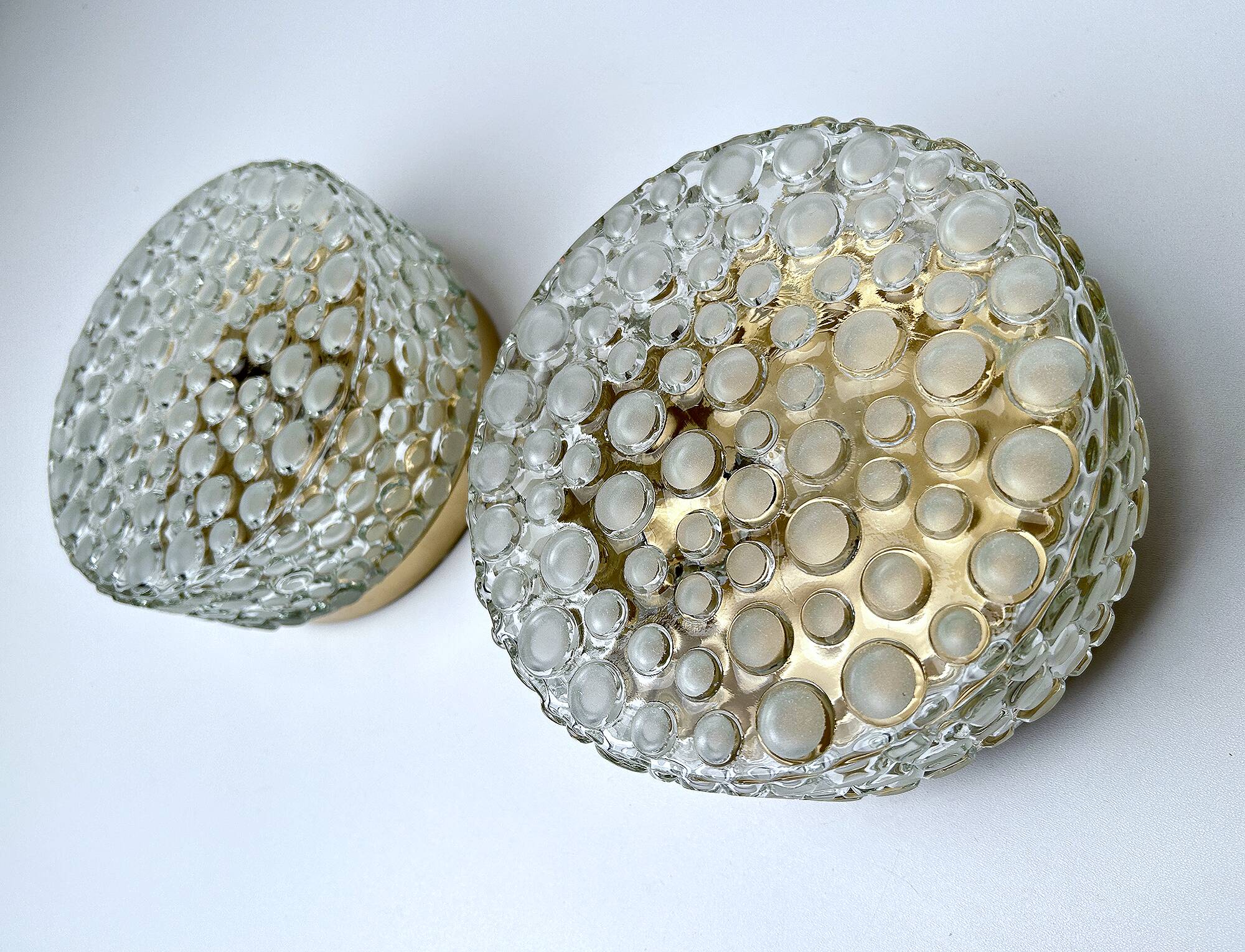 Paire d'appliques vintage en verre à bulles