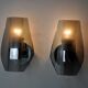 Pair of veca wall lamps, black murano glass, italy 1970