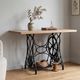 Table console vintage — Piètement en fonte & plateau en bois clair