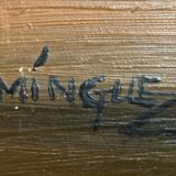 F. Domínguez, floral bodegones, 1945, oil on cardboard box, game of 2