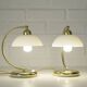 Pair of Vintage Elegant Desk Lamps Bedside Lamps Gold Metal and Glass