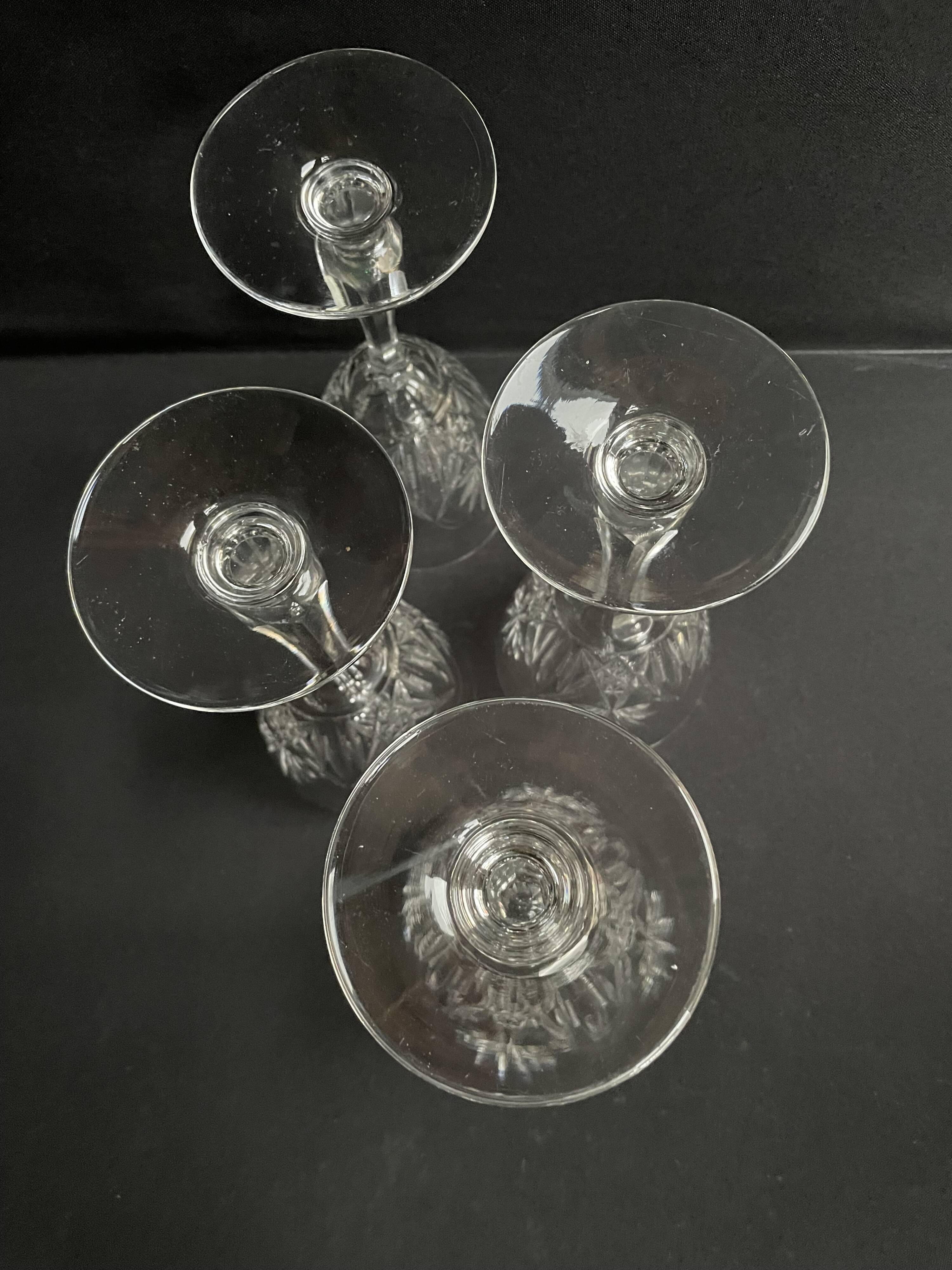 4 Large cut crystal glasses