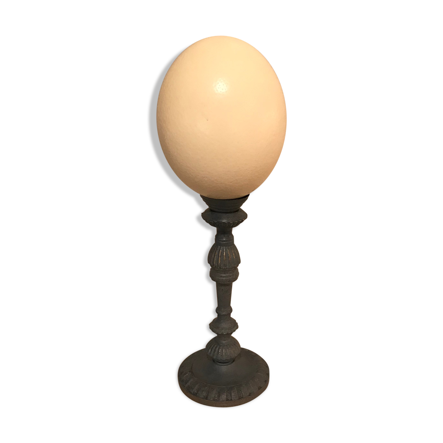 Vintage ostrich egg laying lamp