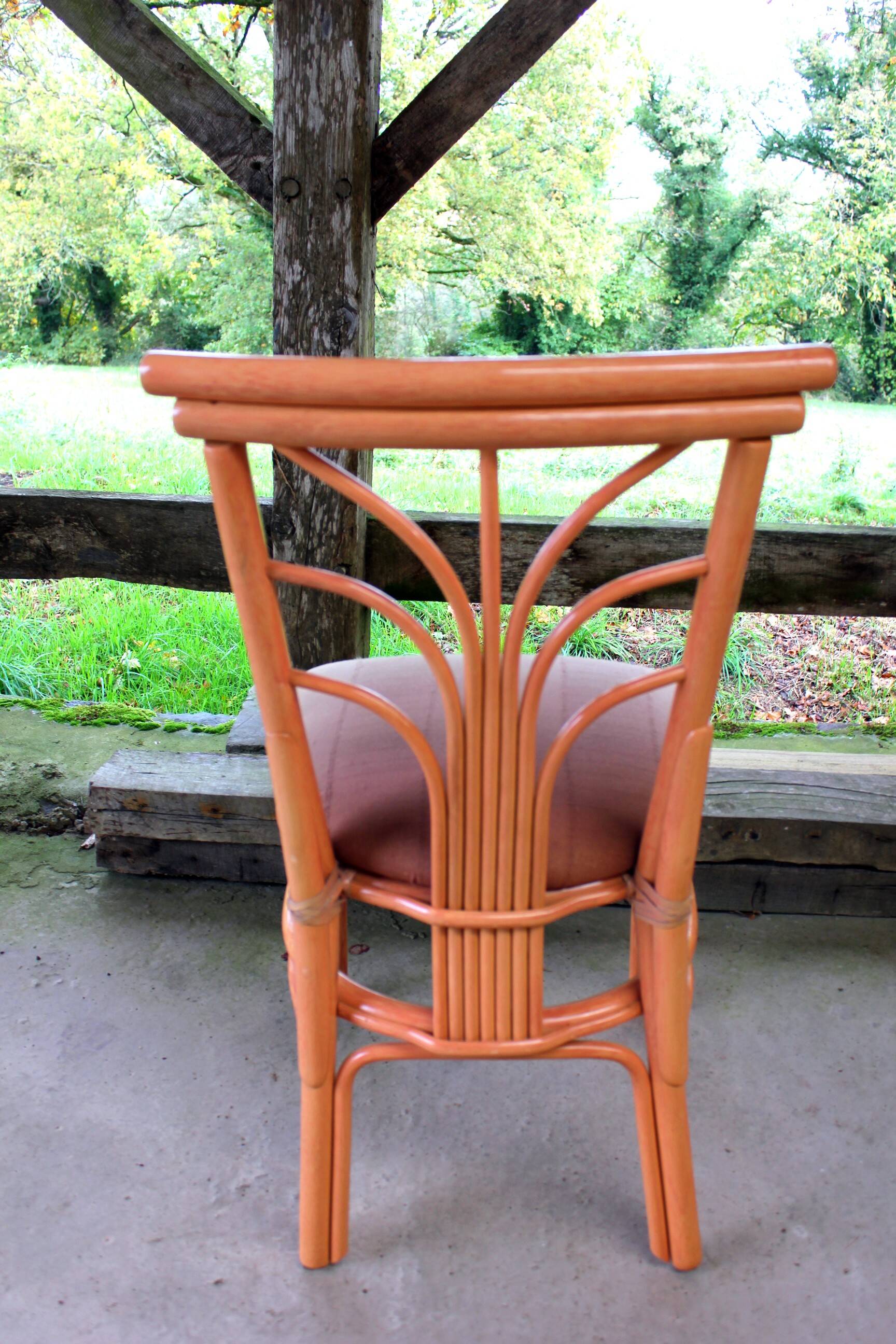 Rattan and beech desk and chair