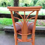 Rattan and beech desk and chair