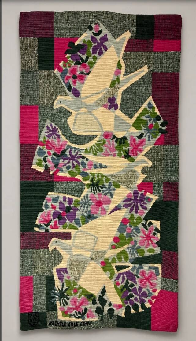 Tapisserie d'Aubusson en laine d'après Michèle Van Hout Le Beau