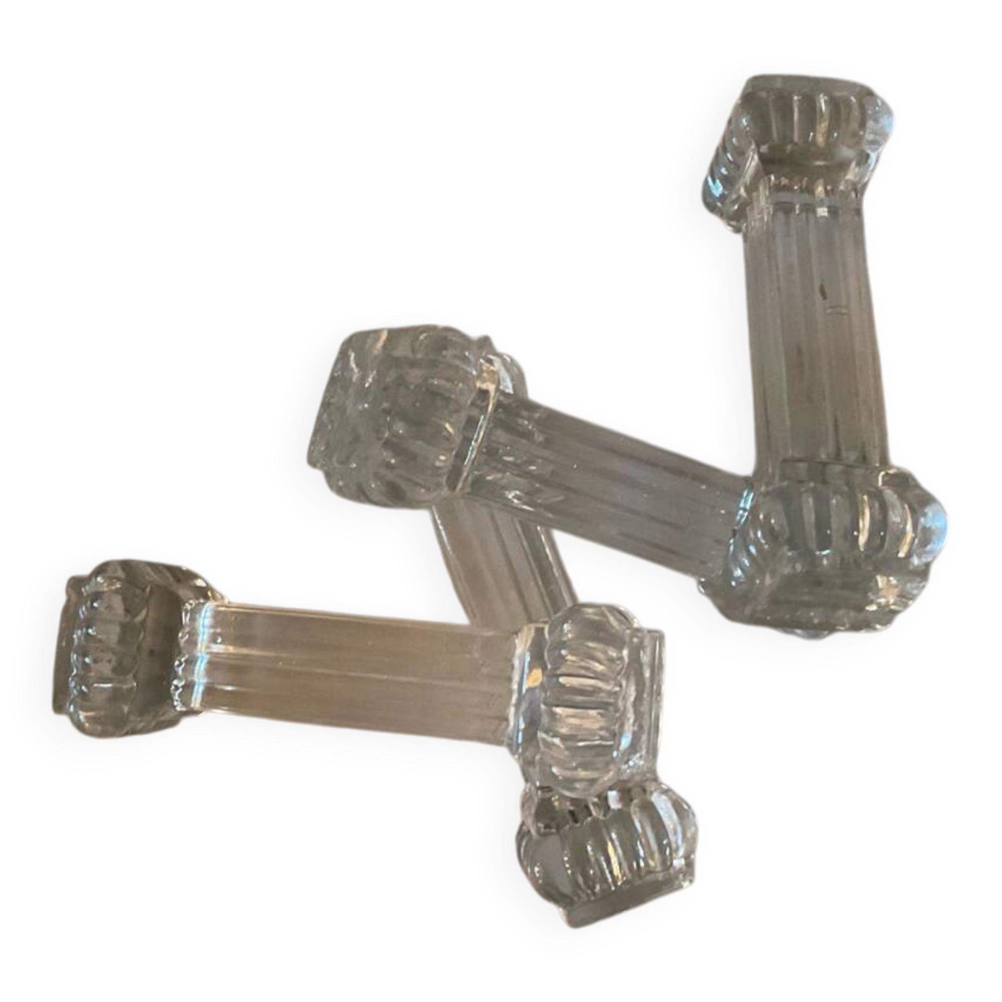 Vintage pressed glass knife rests – set of 4 – art deco style