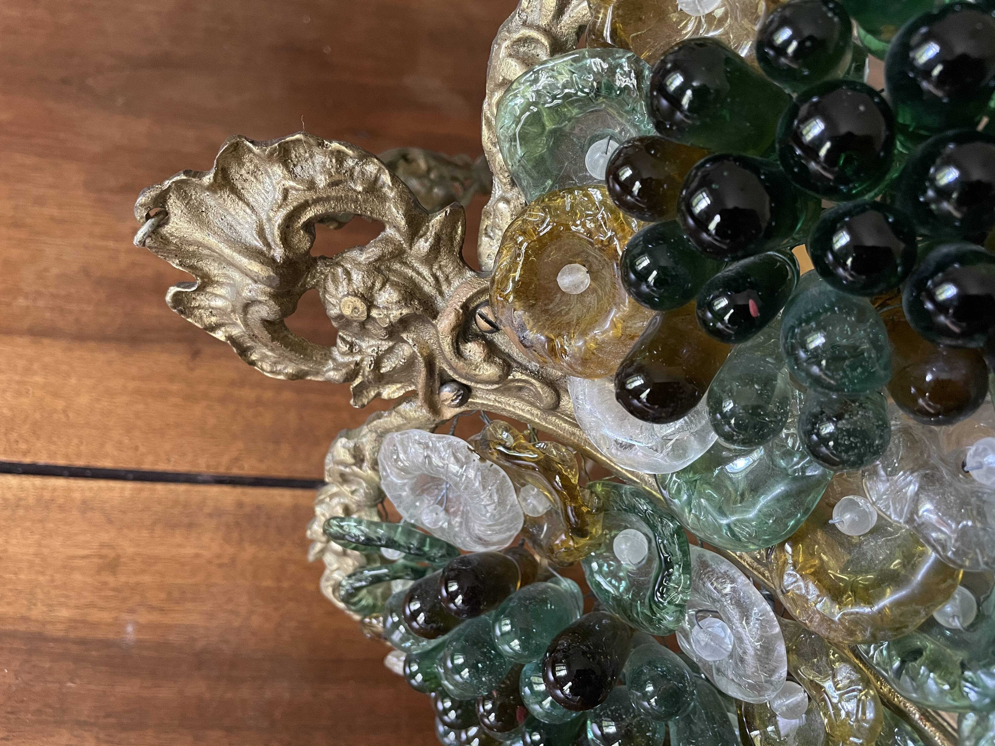 Lustre corbeille grappes de raisin Murano