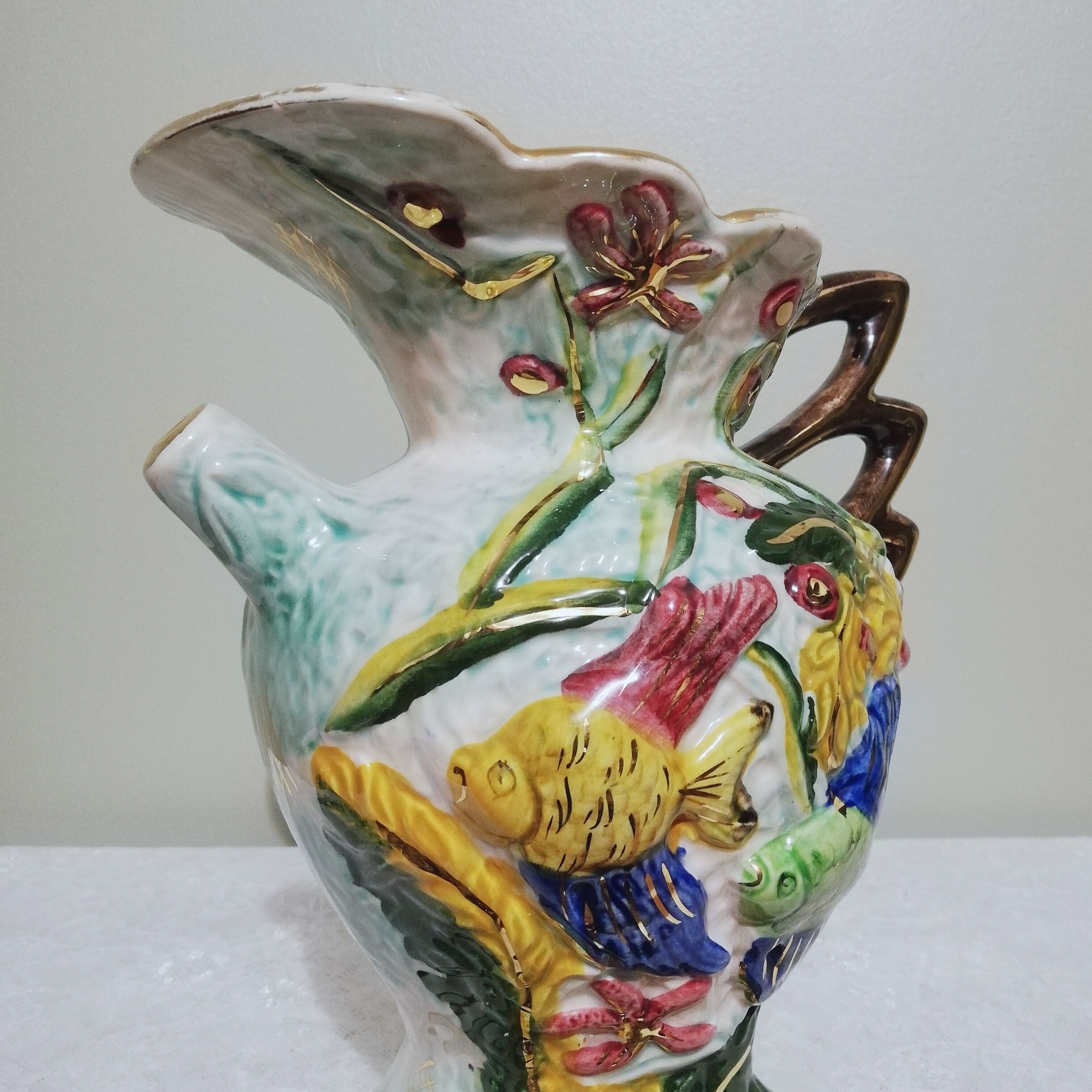 Ceramic pitcher vase signed Hubert Bequet