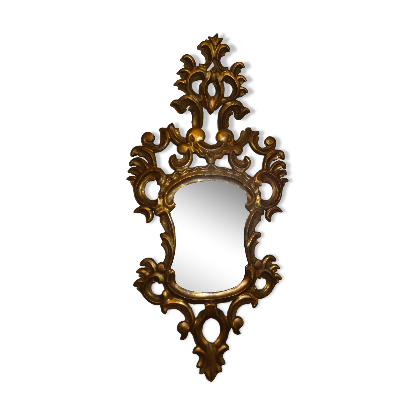 19th century gilded carved wooden mirror 46 x 93 cm