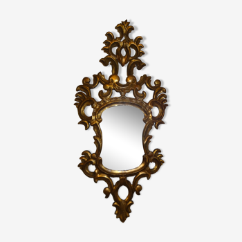 Miroir XIXème en bois sculpté doré 46 x 93 cm