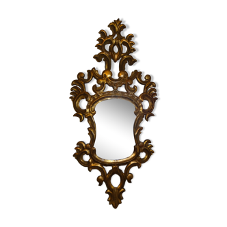 Miroir XIXème en bois sculpté doré 46 x 93 cm
