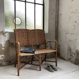 Old wicker and rattan bench