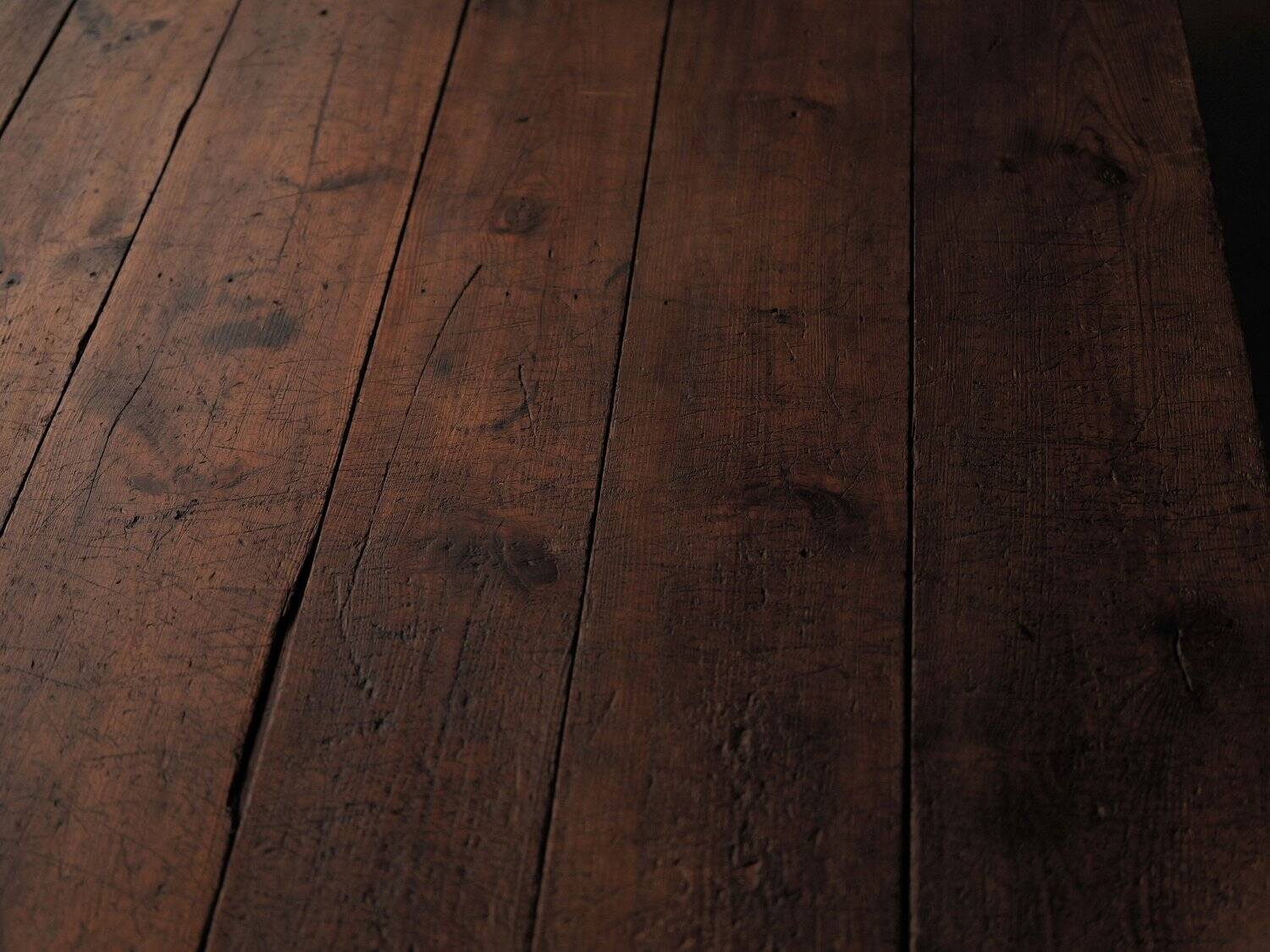 Large antique table in solid pine – France, around 1900