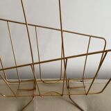 Collector vintage 60s magazine holder in gold painted metal