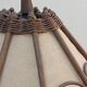Scandinavian rattan hanging lamp, wood and vintage fabric