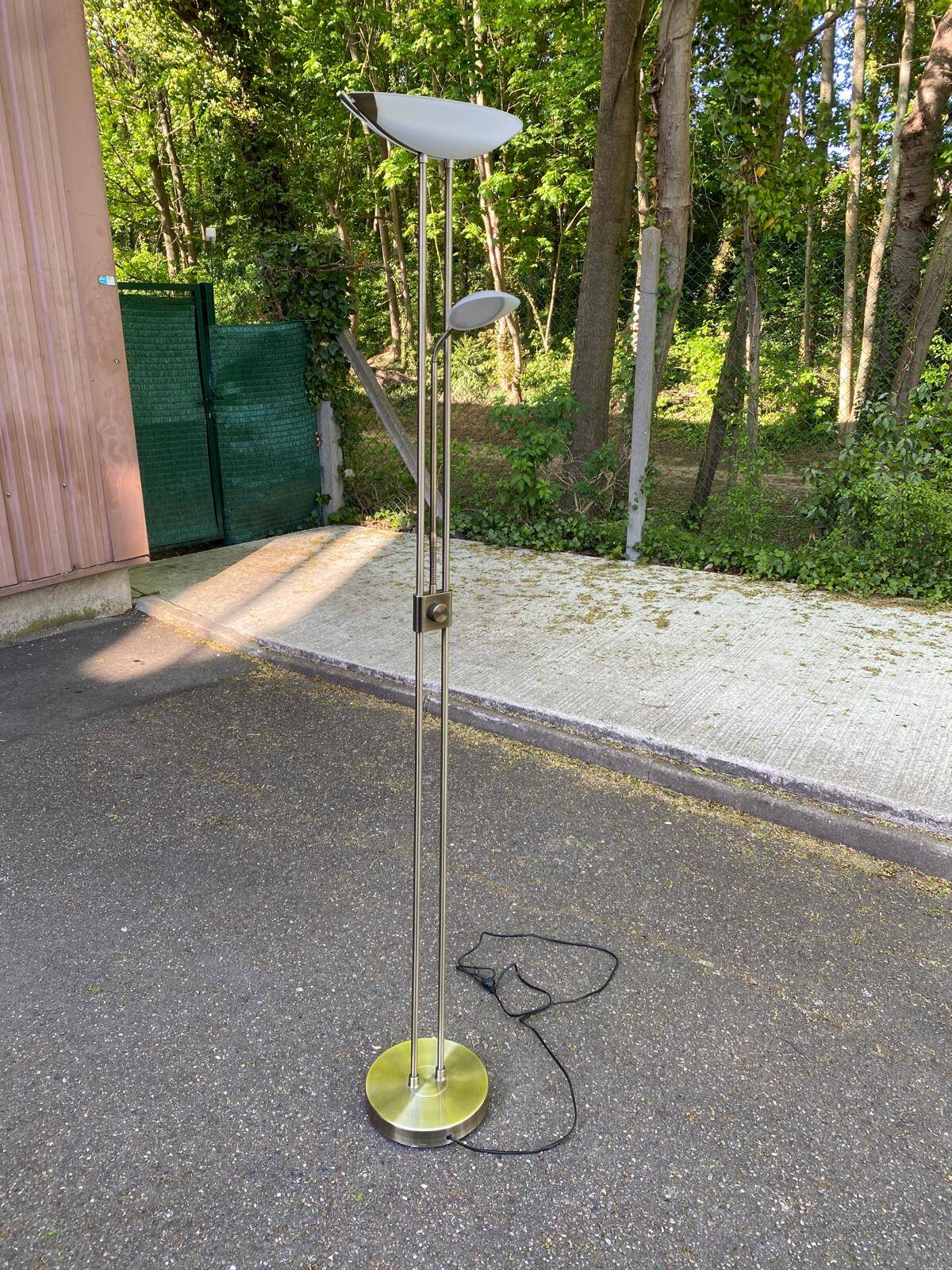 Dunakeszi vintage double floor lamp in chrome steel with reading light