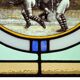 Art Deco Stained Glass Panel Depicting Early Football Scene, Belgium ca. 19