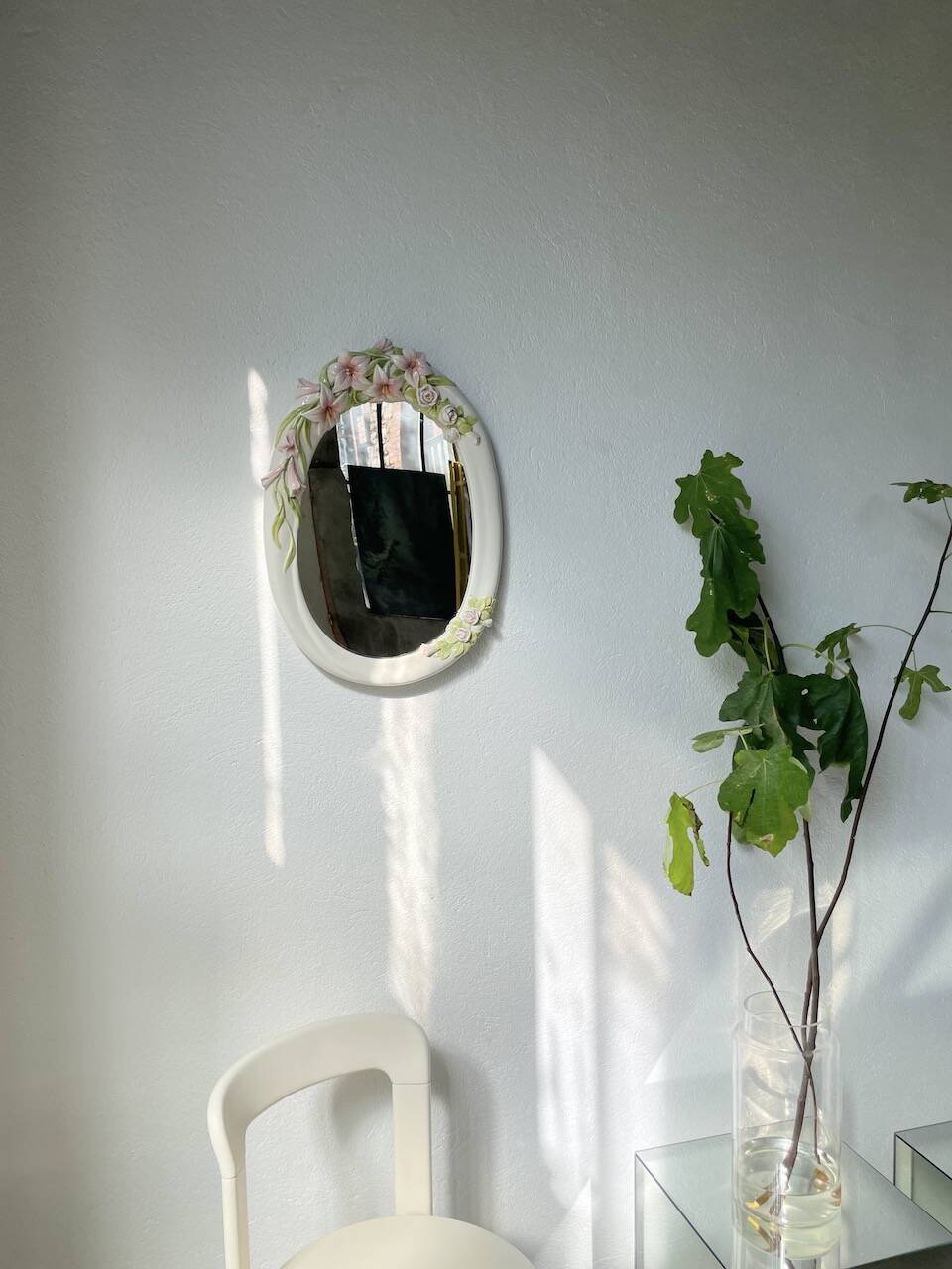 Italian style ceramic flower mirror