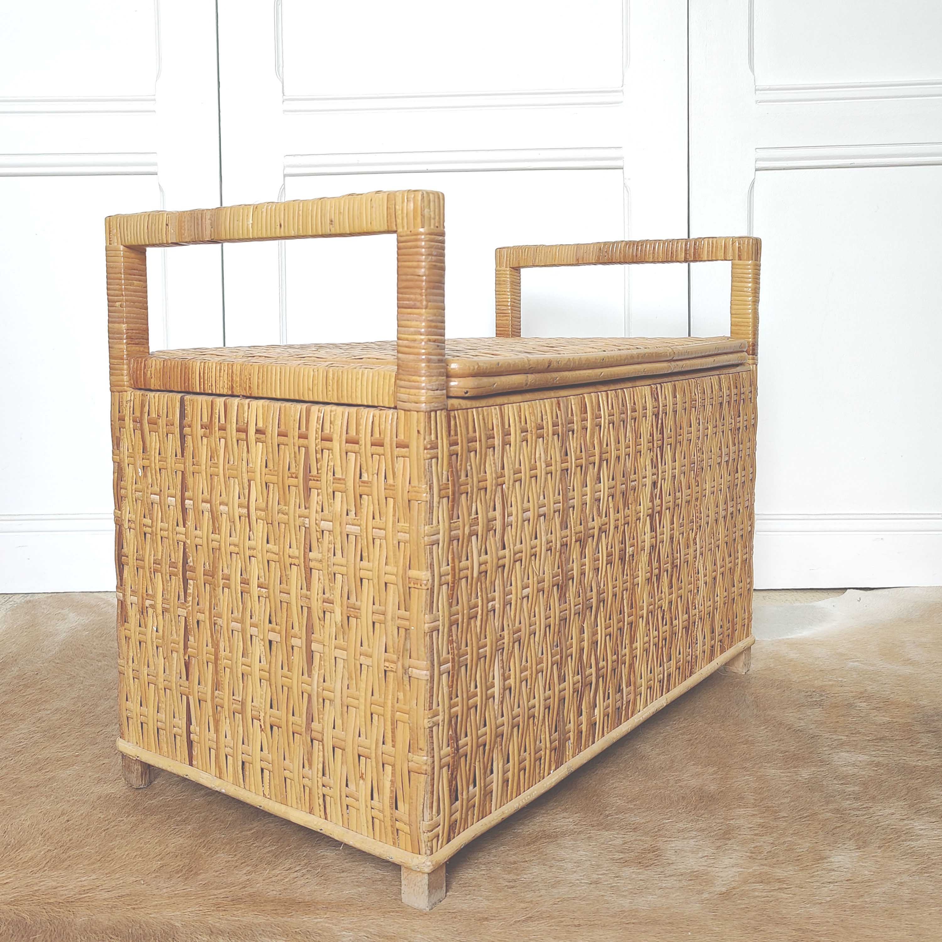 Rattan bench toy chest