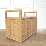 Rattan bench toy chest