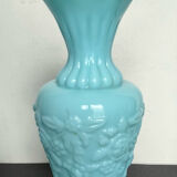 Pair of opaline candlesticks and its vase