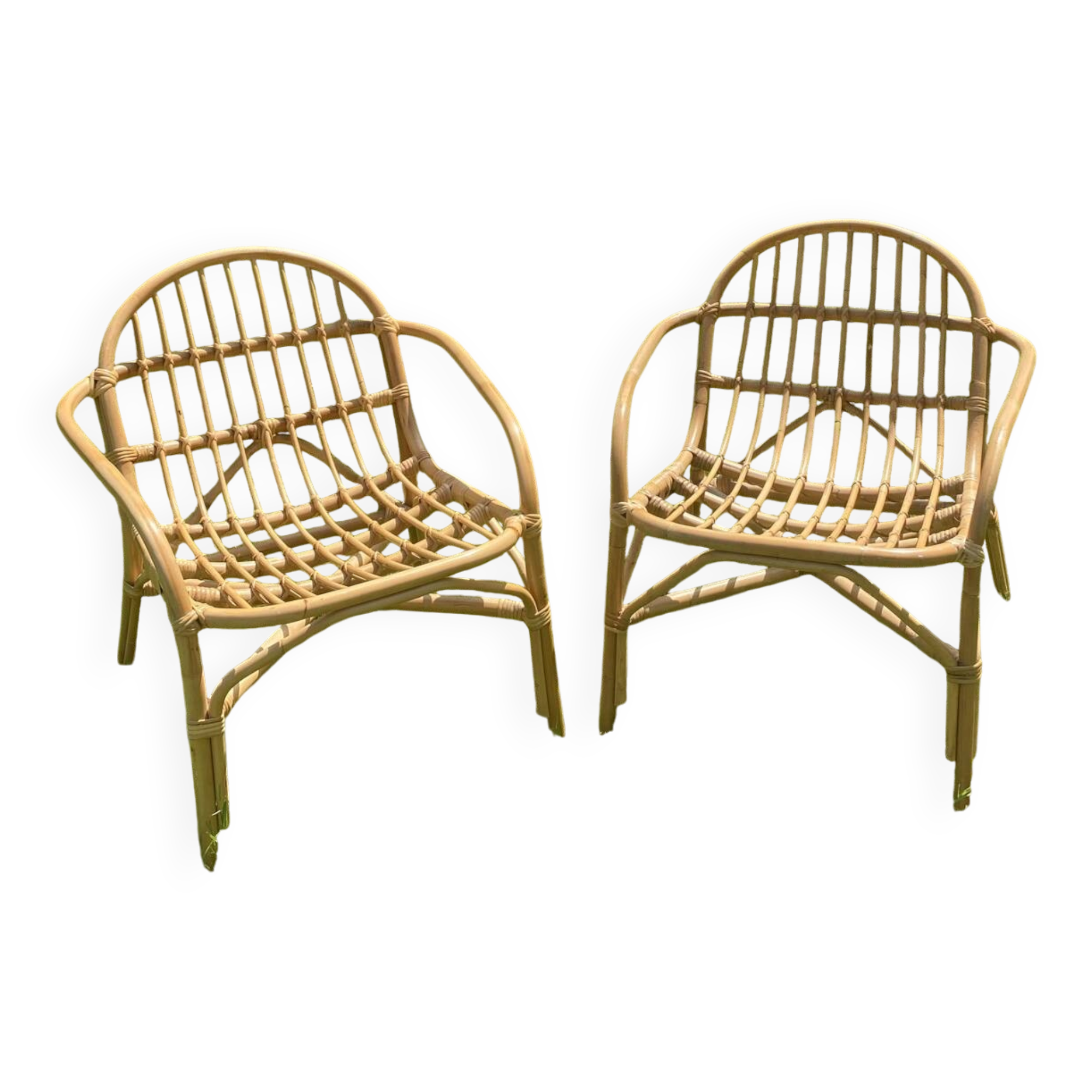Pair of rattan armchairs