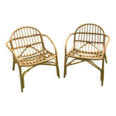 Pair of rattan armchairs