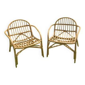 Pair of rattan armchairs