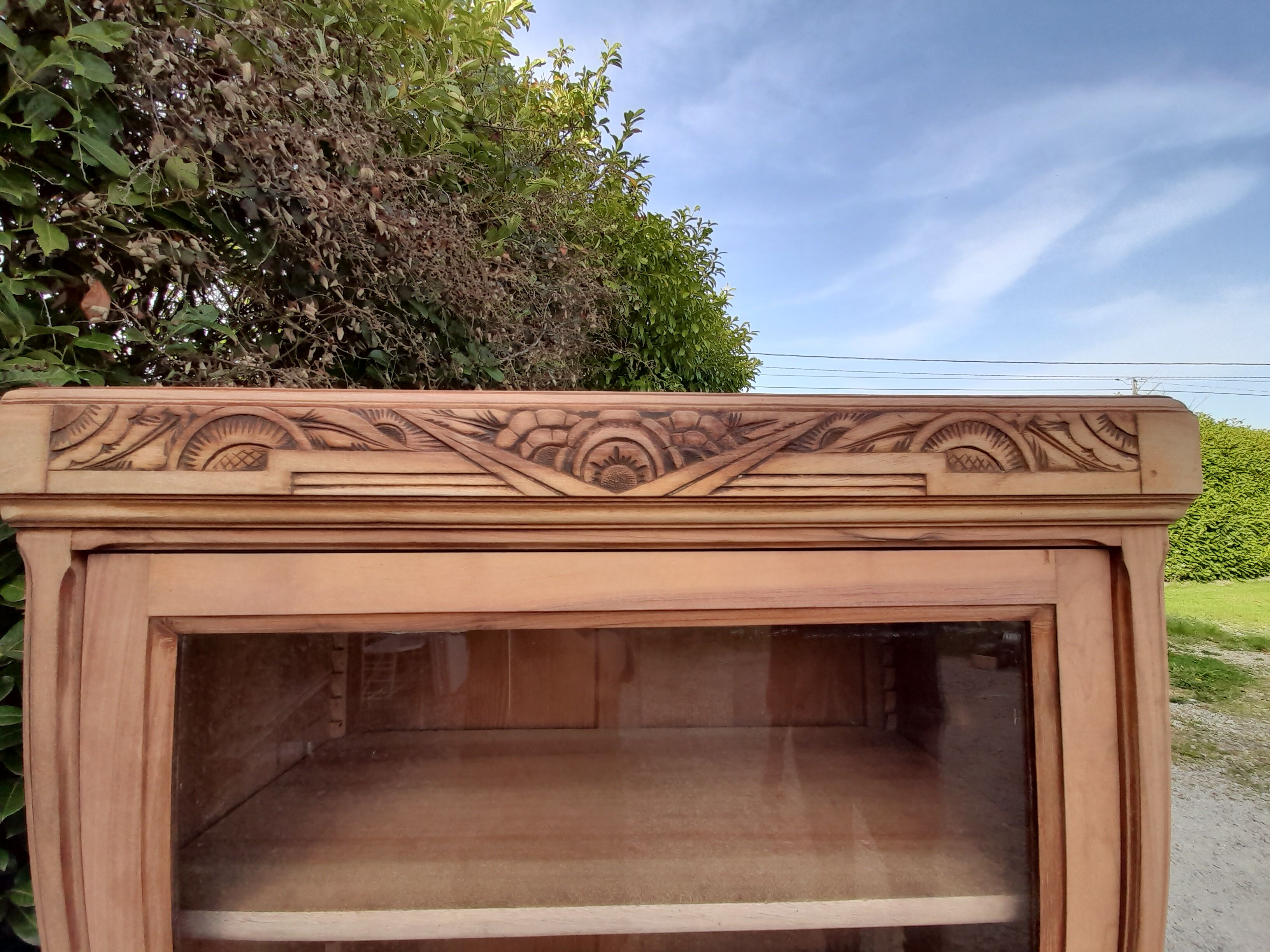 Showcase art deco wardrobe Parisian wood raw walnut