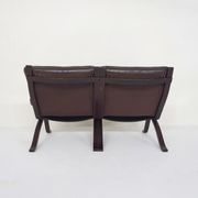 Brown leather two-seater sofa, Norway 1970's