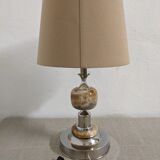 Living room lamp in onyx and chrome metal of the 70s