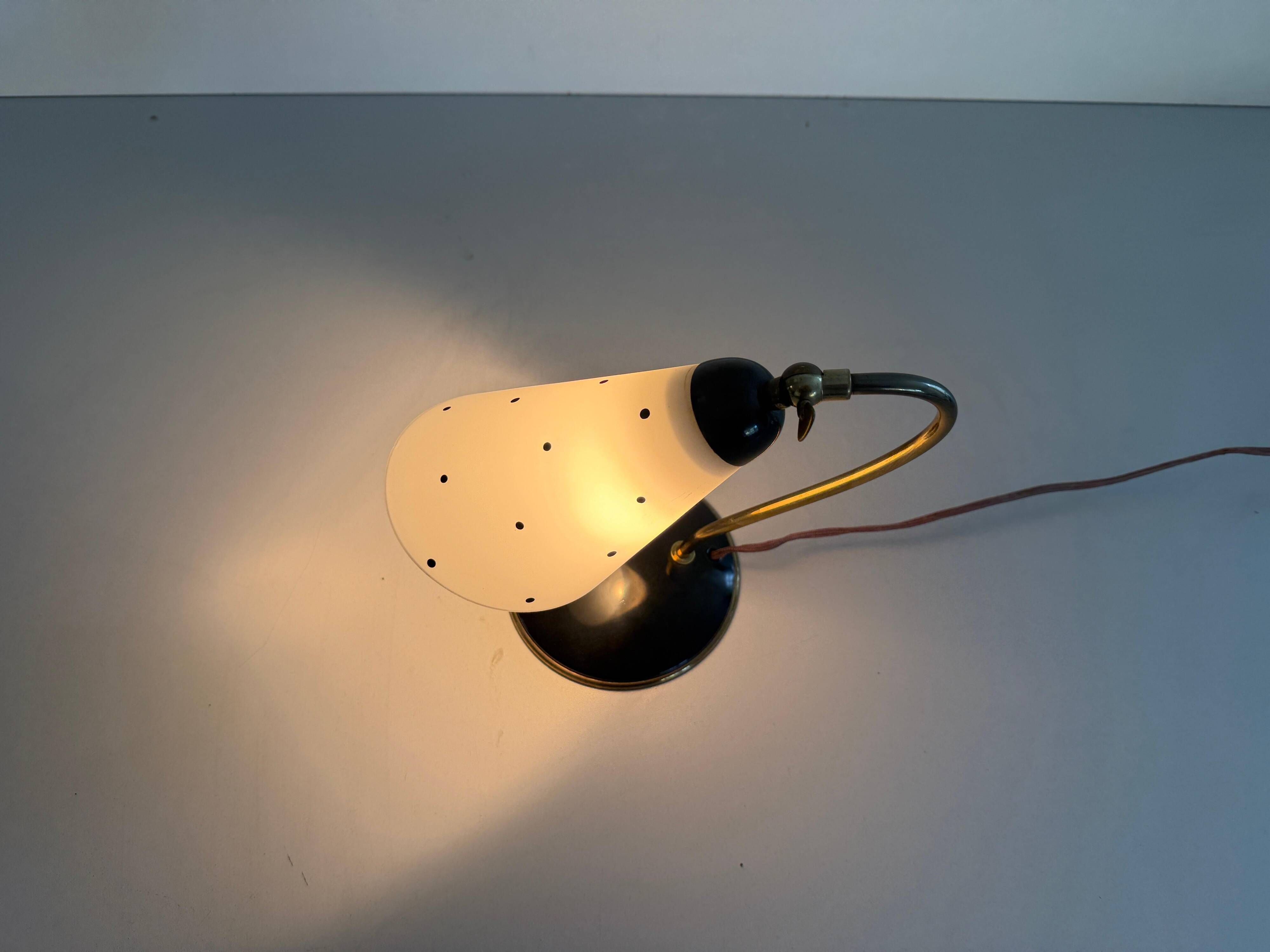 Mid-century bedside lamp in black metal and brass, 1950s, Germany