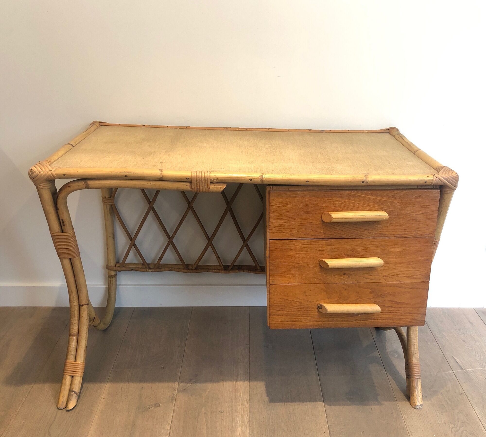 Rattan desk around 1970