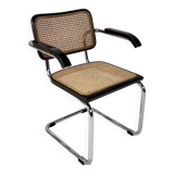 Tubular Frame and Cane Cantilever Dining Chair, Italy, 1970s